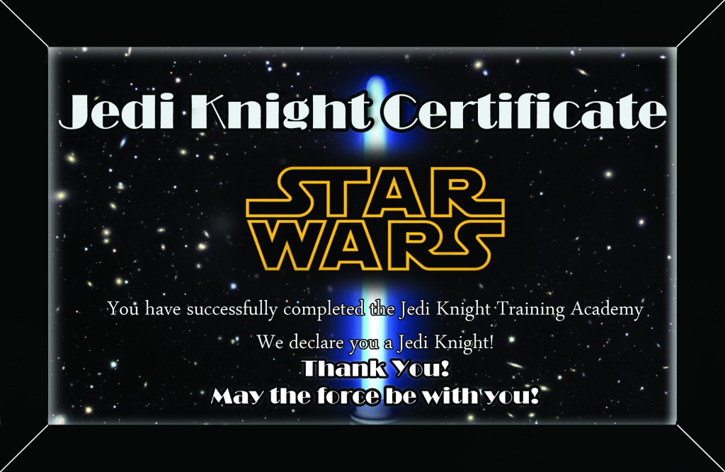 Star Wars Certificate